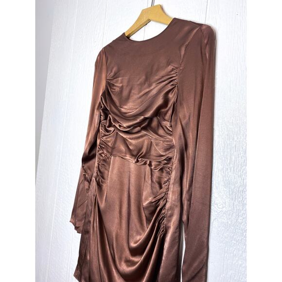 SHONA JOY 'Lily' Long Sleeve Ruched Mini Dress in Clove NWT $295 US 6 - Picture 12 of 16